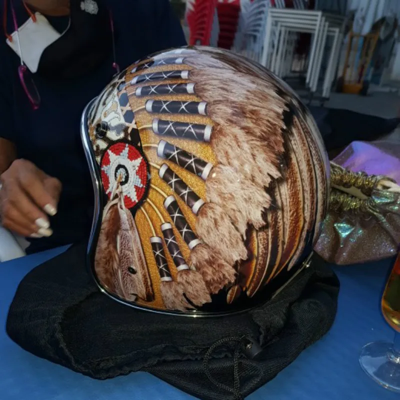 Vintage Open Face Retro Helmet - Черный винтажный мотоциклетный шлем с открытым