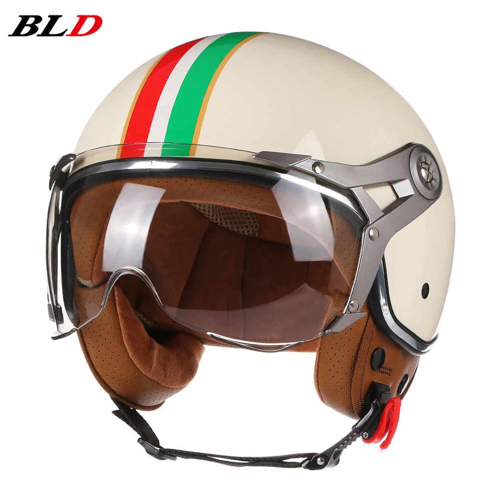 Vintage Open Face Retro Helmet - Винтажный мотоциклетный шлем TT&COCASCOS с козырьком