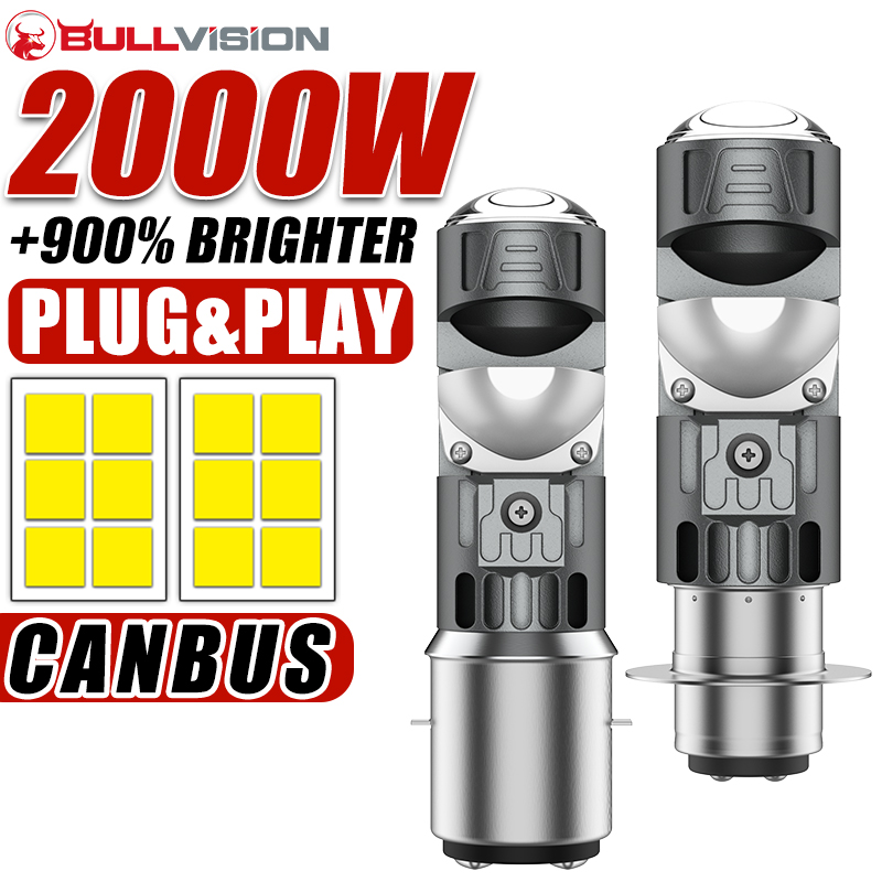 Universal Motorcycle Led Headlight Projector - 1x светодиодная лампа H4 с двойным