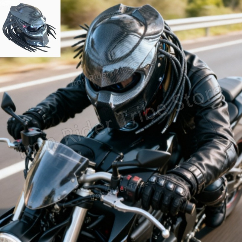 Custom Predator Motorcycle Helmet - Мотошлем HOT Racing Predator из карбона,