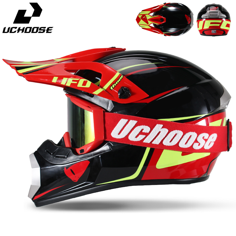 Off Road Motocross Helmet Goggles Set - Комплект мотошлема Uchoose для взрослых: полнолицевой
