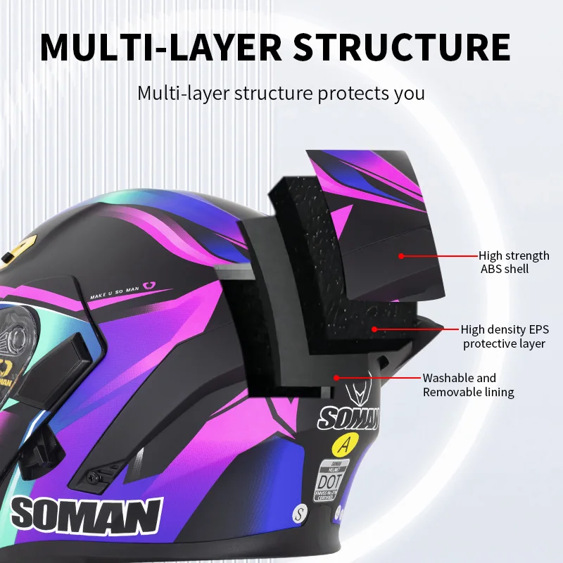 SOMAN анфас шлем с двумя линза – обзор и цена Dual Visor Motorcycle Racing Helmet